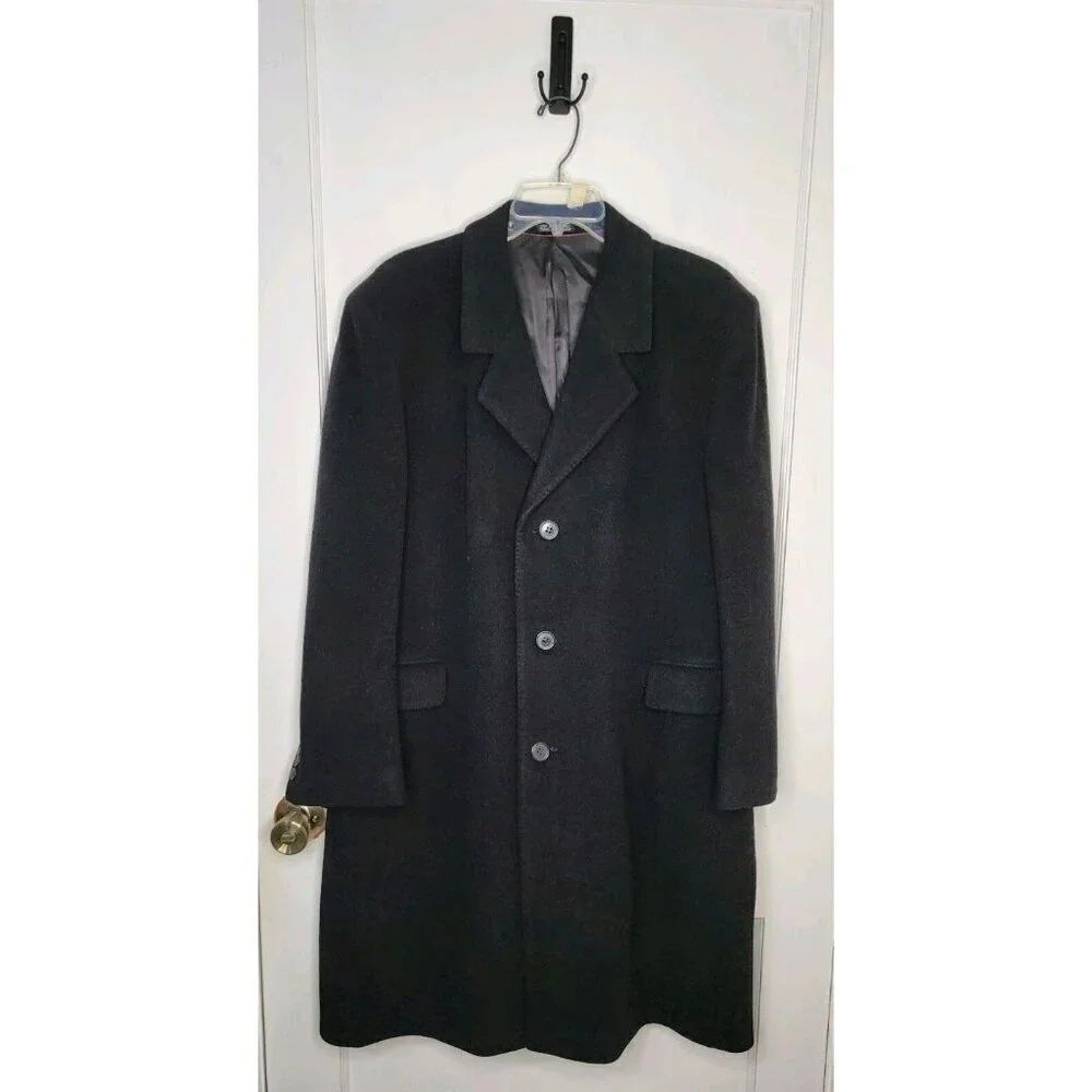 Teller Men Black Cashmere Winter Coat Jacket Overcoat - Large Made In Hungary